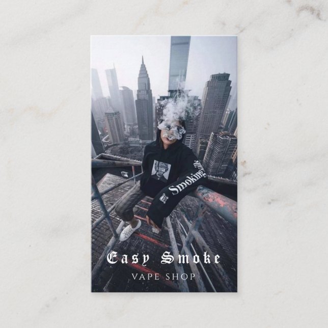Vape Shop Smoke Black Business Card (Front)