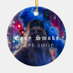 Vape Shop Smoke Black Business Ceramic Ornament