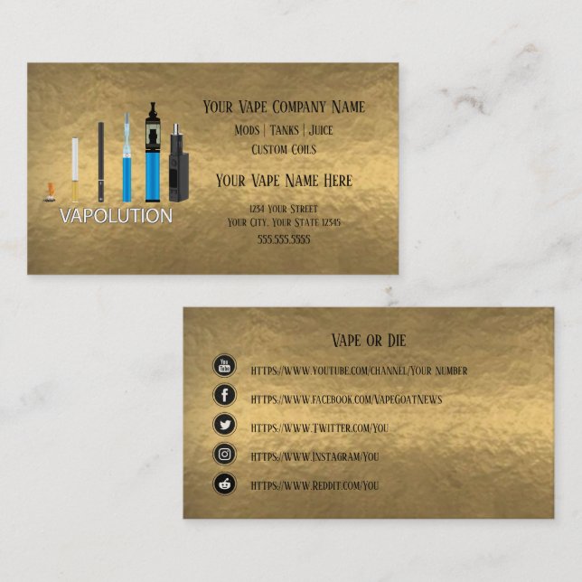 VAPE  | Vapolution Gold  Business Social Media Card (Front/Back)