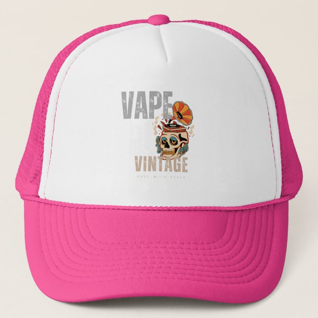 Vape Vintage: Puff with Class! Trucker Hat (Front)