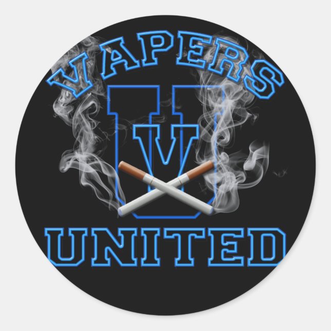 VAPERS UNITED CLASSIC ROUND STICKER (Front)