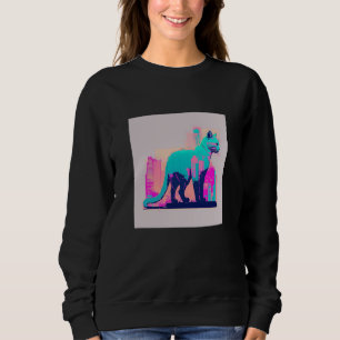 Vaperwave Aesthetic Glitch Cat Retrowave Synthwave Sweatshirt