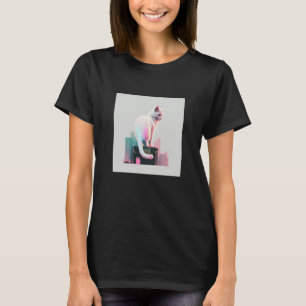 Vaperwave Aesthetic Glitch Cat Retrowave Synthwave T-Shirt
