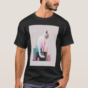 Vaperwave Aesthetic Glitch Cat Retrowave Synthwave T-Shirt