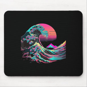 Vaperwave Aesthetic Glitch Great Wave Retrowave Sy Mouse Pad