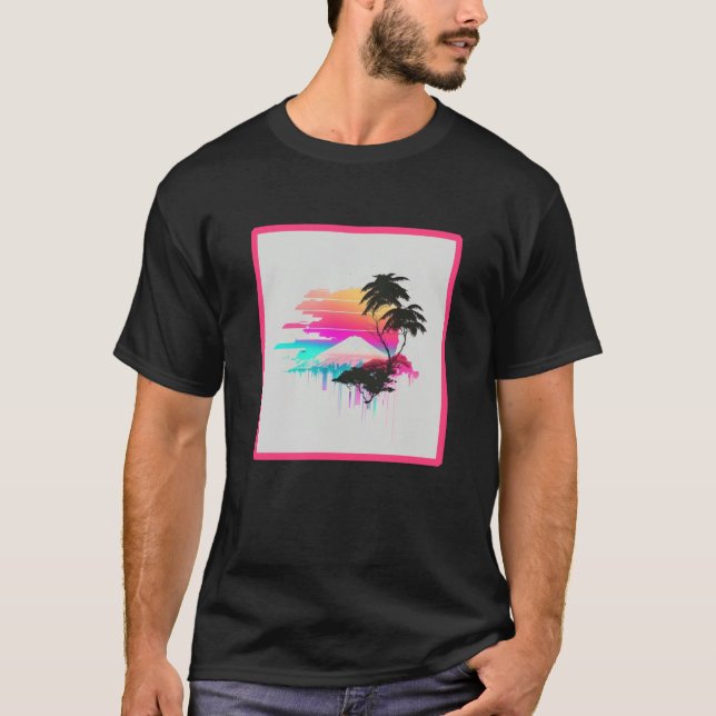 Vaperwave Aesthetic Glitch Retrowave Synthwave  2 T-Shirt (Front)