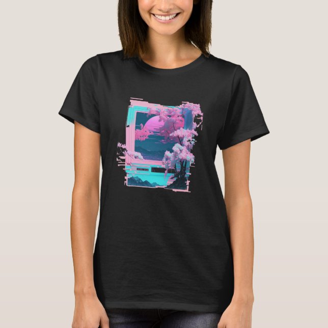 Vaperwave Aesthetic Glitch Retrowave Synthwave  7 T-Shirt (Front)