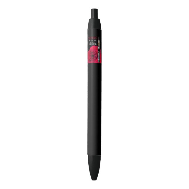 Vaping and rose flower black ink pen (Front Vertical)
