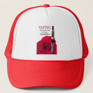 Vaping and rose flower trucker hat