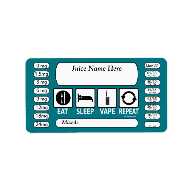 Vaping | DIY E-Juice Label Eat Sleep by VapeGoat (Front)