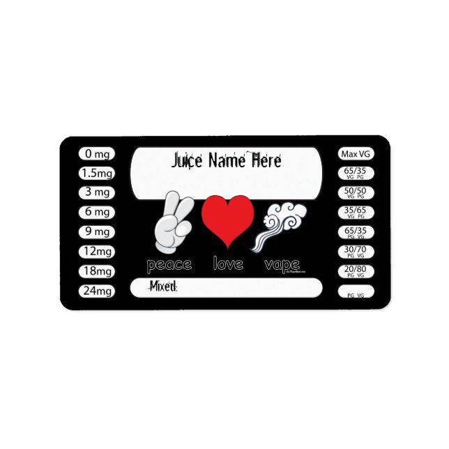 Vaping | DIY E-Juice Label Peace Love by VapeGoat (Front)