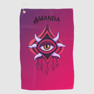 Vaporware Demon Eye - Colourful Gothic Golf Towel