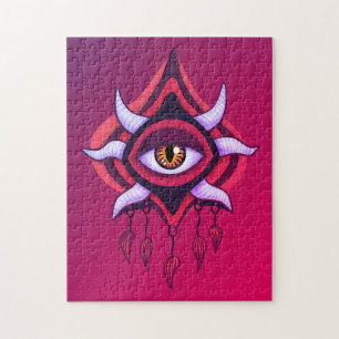 Vaporware Demon Eye - Colourful Gothic Jigsaw Puzzle