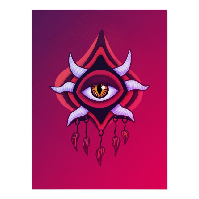 Vaporware Demon Eye - Colourful Gothic Poster (Front)