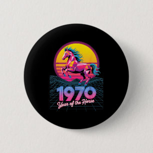 Vaporwave 2026 Year Horse 1978 48th Birthday Fortu 6 Cm Round Badge