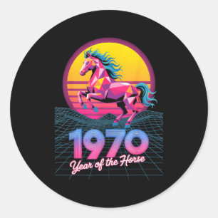 Vaporwave 2026 Year Horse 1978 48th Birthday Fortu Classic Round Sticker