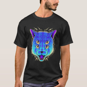 Vaporwave 4 eyed Cat Kitty Kitten Feline Cat Weird T-Shirt