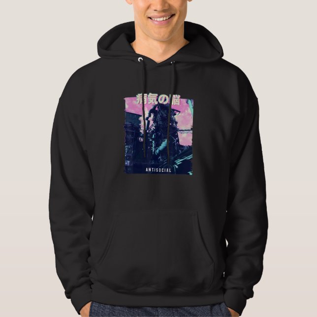Vaporwave Aesthetic Glitch 80s Retro Machine Hoodie (Front)