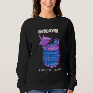 Vaporwave Aesthetic Glitch  80s Retro Pineapple Sweatshirt