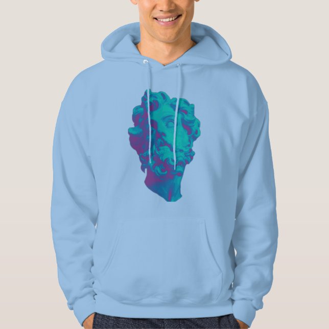 Vaporwave Aesthetic Glitch Statue Hoodie (Front)