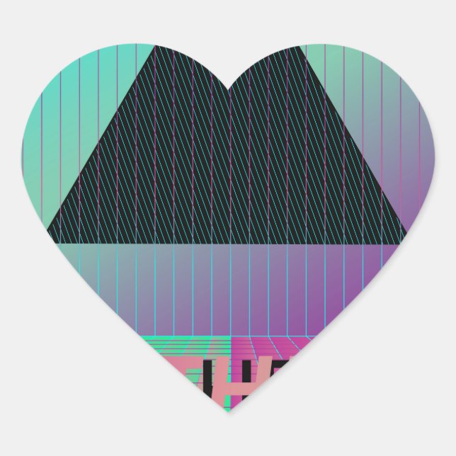 vaporwave aesthetic heart sticker (Front)
