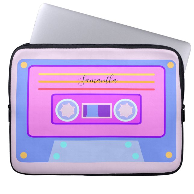 Vaporwave Aesthetic Light Purple 90s Mixtape Laptop Sleeve (Front)