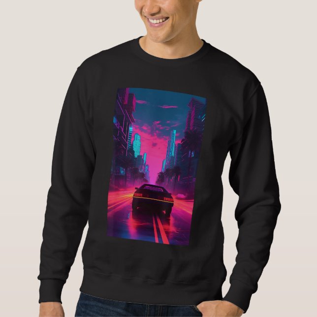 Vaporwave Aesthetic Outrun Synthwave Retrowave Sweatshirt (Front)