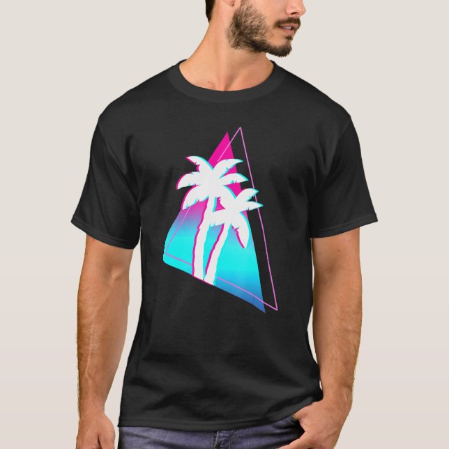 Vaporwave Aesthetic Palm Trees 90s Art Tropical Su T-Shirt (Front)