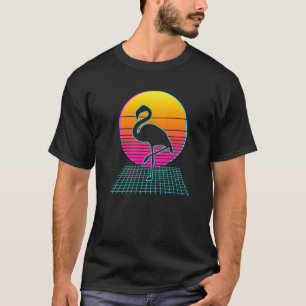Vaporwave Aesthetic Pink Flamingo Sun T-Shirt