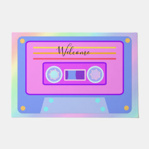 Vaporwave Aesthetic Rainbow 90s Audio Cassette Doormat