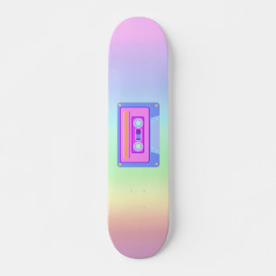 Vaporwave Aesthetic Rainbow 90s Audio Cassette Skateboard