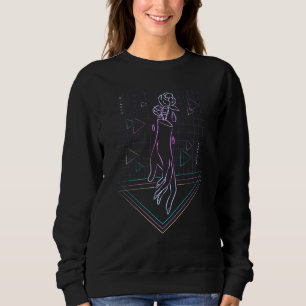 Vaporwave Aesthetic Rose Hand Flower Roses Sad Gam Sweatshirt