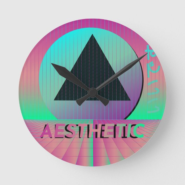 vaporwave aesthetic round clock (Front)