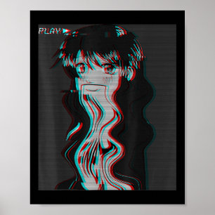 Vaporwave Aesthetic Sad Anime Girl Retro Eboy Egir Poster