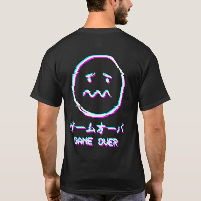 Vaporwave Aesthetic Sad Face Harajuku Japanese Gam T-Shirt (Back)