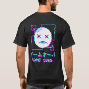 Vaporwave Aesthetic Sad Face Japanese Game Over Ha T-Shirt