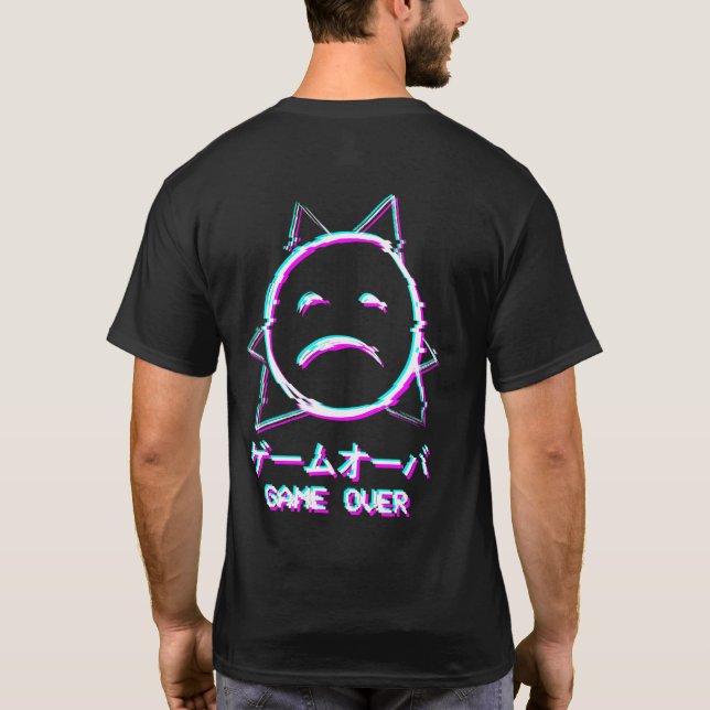 Vaporwave Aesthetic Sad Girl Sad Boy Game Over Fac T-Shirt (Back)