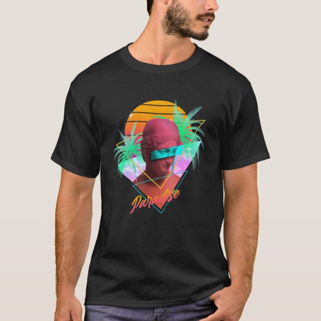 Vaporwave Aesthetic Statue Paradise Retrowave Scul T-Shirt (Front)