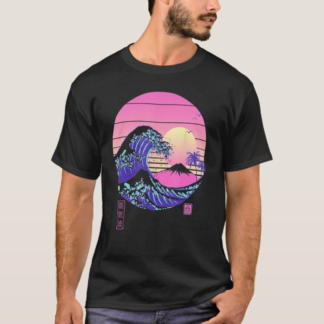 Vaporwave Aesthetic Wave Off Kanagawa Japanese Ret T-Shirt (Front)
