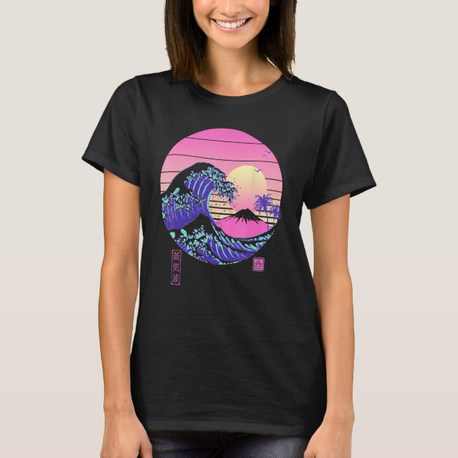 Vaporwave Aesthetic Wave Off Kanagawa Japanese Ret T-Shirt (Front)