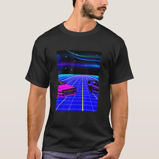 Vaporwave Car Synthwave City Vaporwave Aesthetic T-Shirt (Front)