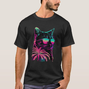 Vaporwave Cat Wearing Sunglasses T-Shirt