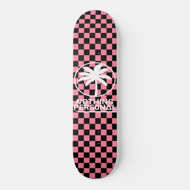 Vaporwave Chequerboard Pattern Skateboard (Front)