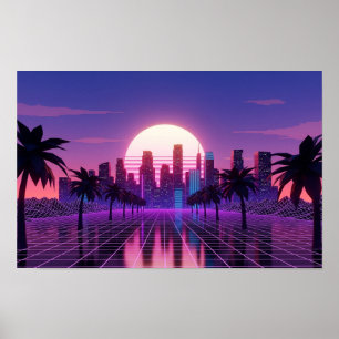 Vaporwave Cityscape Poster