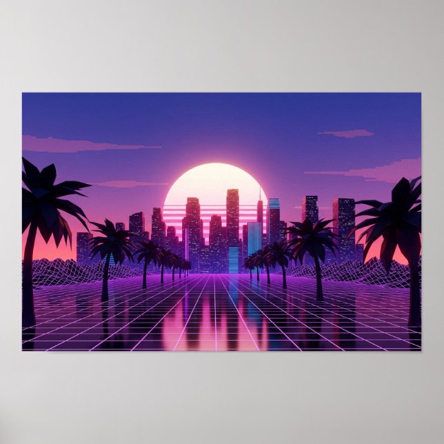 Vaporwave Cityscape Poster (Front)