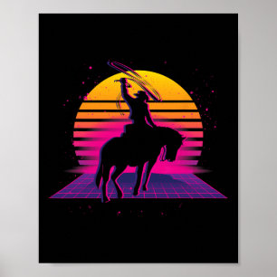 Vaporwave Country Western Horseback Riding Retro C Poster