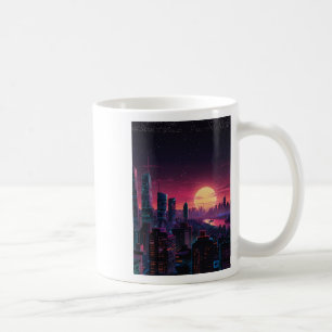 Vaporwave Cyberpunk Cityscape – Neon Skyline Art S Coffee Mug