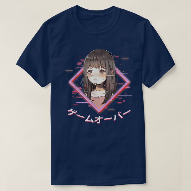Vaporwave Egirl Aesthetic Anime Japanese Sad Girl T-Shirt (Design Front)