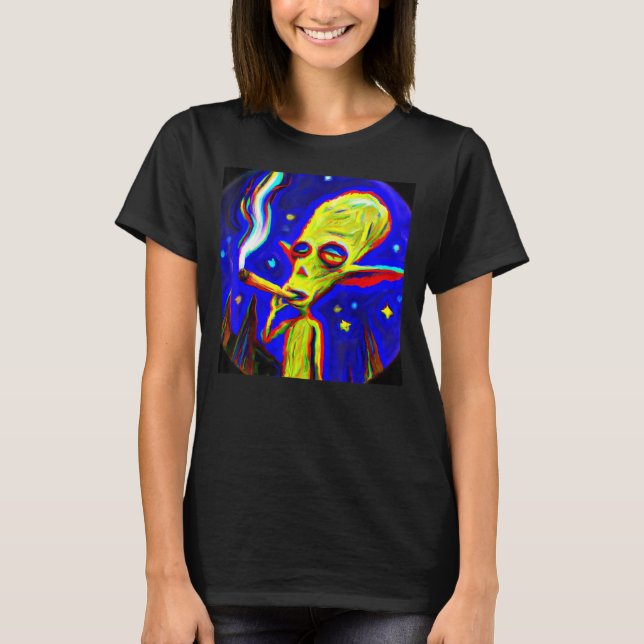 Vaporwave Fire it Up Alien From Outer Space Abstra T-Shirt (Front)