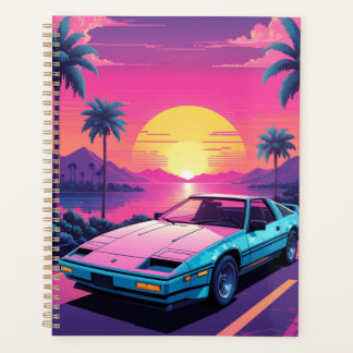 Vaporwave Futuristic Retro Sports Car Planner